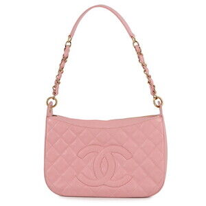 CHANEL Chain Shoulder Bag Matelasse Coco Mark Caviar Skin A20993